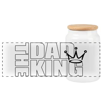 The Dad King – Crowned Father Statement Design - Panorama Keksdose mit Holzdeckel - Weiß - Vorne
