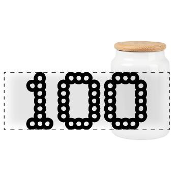 100. 100 YEARS. 100th ANNIVERSARY. BIRTHDAY 100 - Panoramic Cookie Jar with Wooden Lid - white - Front