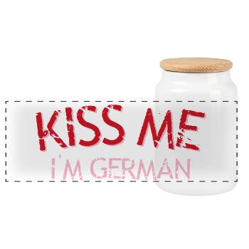 Embrasse-moi je suis allemand - Boîte à biscuits avec couvercle en bois - blanc - Devant