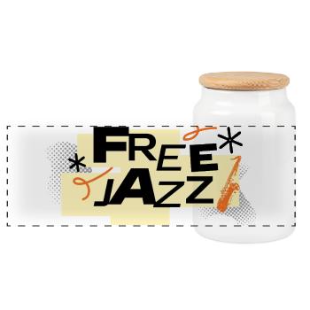 Free Jazz Typographie rétro audacieuse - Boîte à biscuits avec couvercle en bois - blanc - Devant