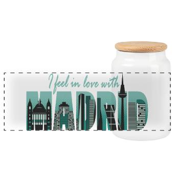 Je suis tombé amoureux de Madrid - Spain Fun - Boîte à biscuits avec couvercle en bois - blanc - Devant