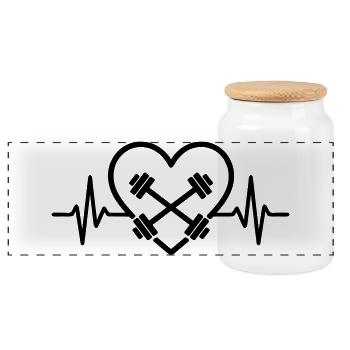 Musculation Cardiologie Fitness Haltères Sports - Boîte à biscuits avec couvercle en bois - blanc - Devant