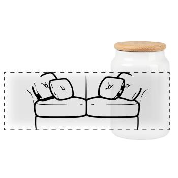 Sofa Couch Silhouette Chill Vektor - Panorama Keksdose mit Holzdeckel - Weiß - Vorne