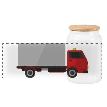 Truck - Panoramic Cookie Jar with Wooden Lid - white - Front
