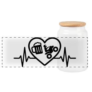 Heart Quad Bier - Panorama Keksdose mit Holzdeckel - Weiß - Vorne
