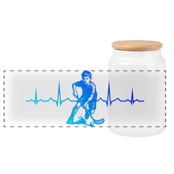 Klares Floorball Motiv für jeden Tag - Panorama Keksdose mit Holzdeckel - Weiß - Vorne