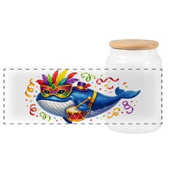 Karnewal Carnival Carnival Gift - Panoramic Cookie Jar with Wooden Lid - white - Front