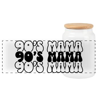 90s Mama SVG – Retro Mama Design - Panorama Keksdose mit Holzdeckel - Weiß - Vorne