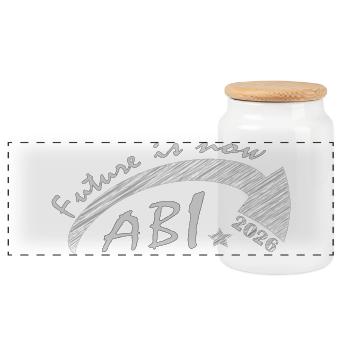 Abitur 2026 - Panoramic Cookie Jar with Wooden Lid - white - Front