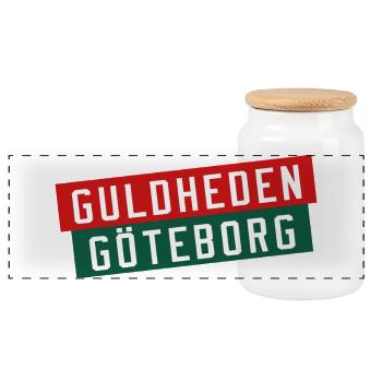 Logo rayé de Guldheden Göteborg - Boîte à biscuits avec couvercle en bois - blanc - Devant