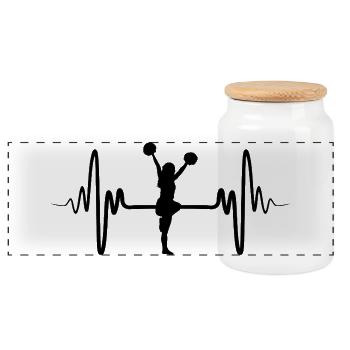cheerleader - Panoramic Cookie Jar with Wooden Lid - white - Front