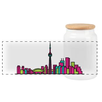 Toronto City Skyline CN Tower Modern Line Art - Panorama Keksdose mit Holzdeckel - Weiß - Vorne