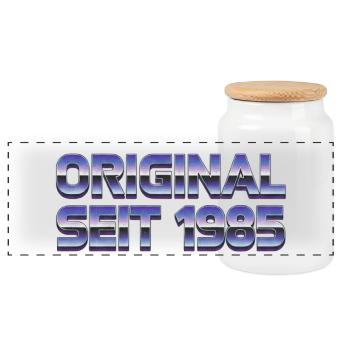 Original since 1985 - Panoramic Cookie Jar with Wooden Lid - white - Front