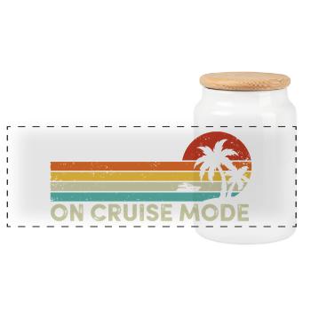 On Cruise Mode Tropical Summer Vacation Cruising - Panoramic Cookie Jar with Wooden Lid - white - Front