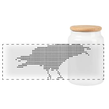 Raven Pixel Dot Silhouette - Panorama Keksdose mit Holzdeckel - Weiß - Vorne