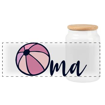Water Polo Grandma - Panoramic Cookie Jar with Wooden Lid - white - Front