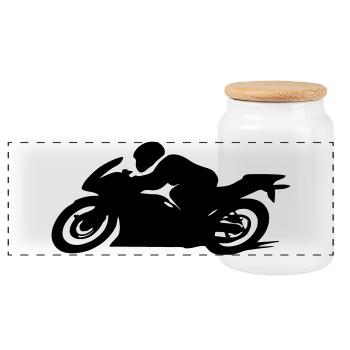 motorrad - Panorama Keksdose mit Holzdeckel - Weiß - Vorne