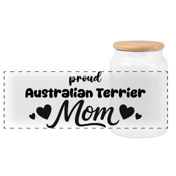  Stolze Aussie Terrier Mutter, Australischer - Panorama Keksdose mit Holzdeckel - Weiß - Vorne