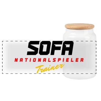 Sofa Nationalspieler - Panorama Keksdose mit Holzdeckel - Weiß - Vorne
