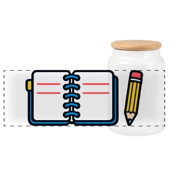 Football Notebook Cords - Panoramic Cookie Jar with Wooden Lid - white - Front