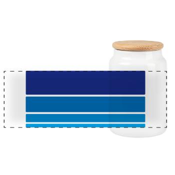 Arrière-plan bleu - Boîte à biscuits avec couvercle en bois - blanc - Devant