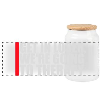 Get In Loser We're Going To Therapy Therapie Logo - Panoramic Cookie Jar with Wooden Lid - white - Front