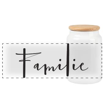 Familie – Liebevolles Textdesign - Panorama Keksdose mit Holzdeckel - Weiß - Vorne