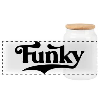 Funky Music Bold typography design - Panoramic Cookie Jar with Wooden Lid - white - Front