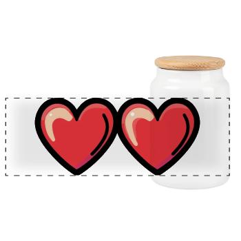 Herzen Liebe Symbol - Panorama Keksdose mit Holzdeckel - Weiß - Vorne
