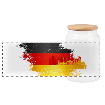 Drapeau des fans allemands - Boîte à biscuits avec couvercle en bois - blanc - Devant