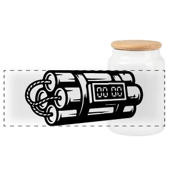 Time Bomb Explosive Dynamite - Panoramic Cookie Jar with Wooden Lid - white - Front