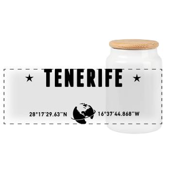 Tenerife Espagne Coordonnées GPS Globe - Boîte à biscuits avec couvercle en bois - blanc - Devant