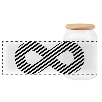 Unendlichkeitszeichen – Zeitloses Symbol Design - Panorama Keksdose mit Holzdeckel - Weiß - Vorne