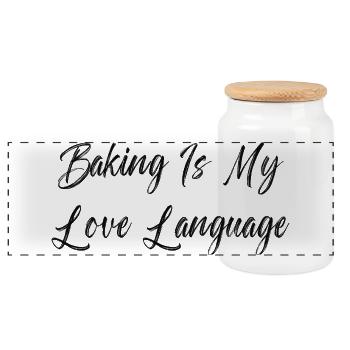La pâtisserie est mon langage de l’amour - Boîte à biscuits avec couvercle en bois - blanc - Devant