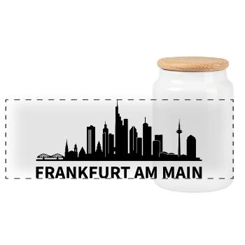 Skyline Frankfurt am Main - Panorama Keksdose mit Holzdeckel - Weiß - Vorne