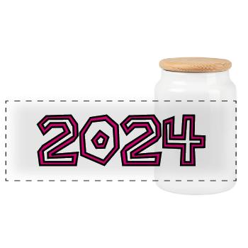 2024. JAHR. ALLES GUTE ZUM NEUEN JAHR. SILVESTER - Panorama Keksdose mit Holzdeckel - Weiß - Vorne