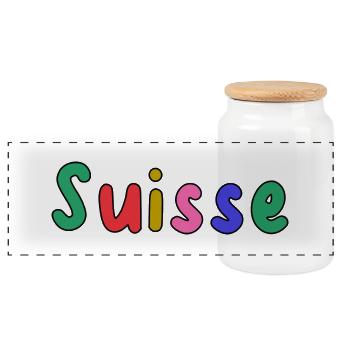 SUISSE. PAYS. GENEVE. HUMOUR. DRAPEAU - Boîte à biscuits avec couvercle en bois - blanc - Devant