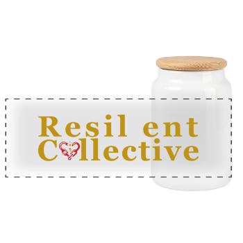 Resilient Collective Logo - Panoramic Cookie Jar with Wooden Lid - white - Front