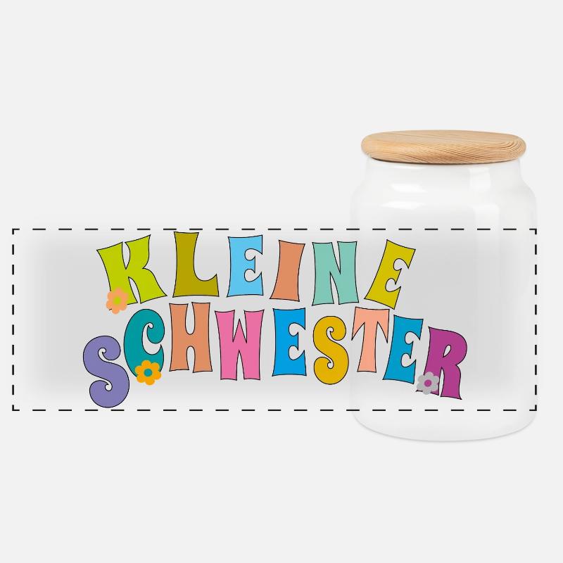 kleine Schwester - Panorama Keksdose mit Holzdeckel - Weiß