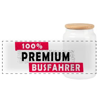 100% Premium Busfahrer Design / Geschenkidee - Panorama Keksdose mit Holzdeckel - Weiß - Vorne