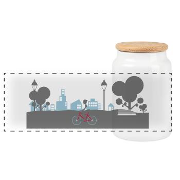 2583868 Radfahren - Panorama Keksdose mit Holzdeckel - Weiß - Vorne