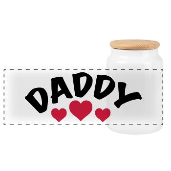 Dad / Daddy / Dad / Heart / i love my dad 1c - Panoramic Cookie Jar with Wooden Lid - white - Front
