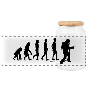 evolution fire department1 - Panoramic Cookie Jar with Wooden Lid - white - Front