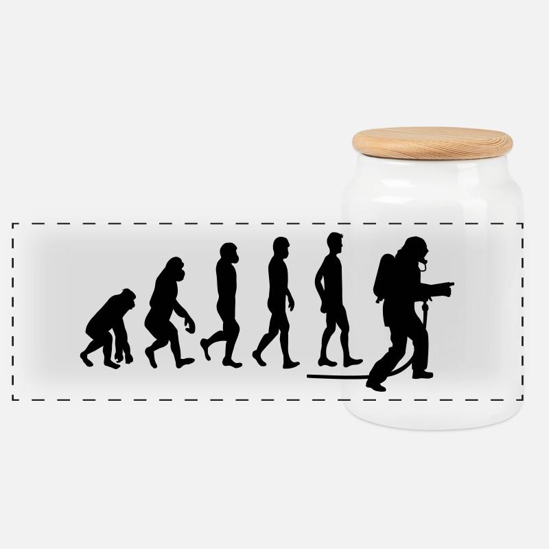evolution feuerwehr1 - Panorama Keksdose mit Holzdeckel - Weiß