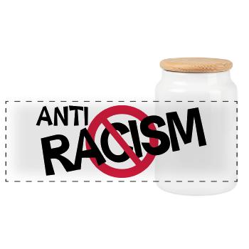 Anti Racism - Anti Rassismus Shirt - Panorama Keksdose mit Holzdeckel - Weiß - Vorne
