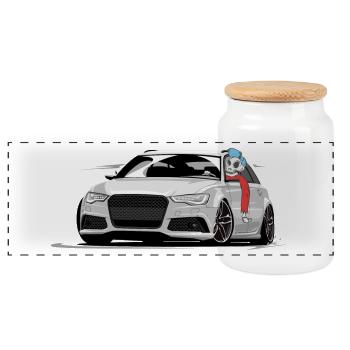 RS6 C7 A6 4G Skulldriver - Panoramic Cookie Jar with Wooden Lid - white - Front