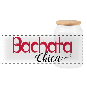 Bachata Chica - Dance Shirt - Panorama Keksdose mit Holzdeckel - Weiß - Vorne
