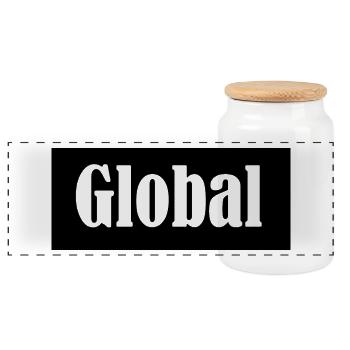 global - Panoramic Cookie Jar with Wooden Lid - white - Front