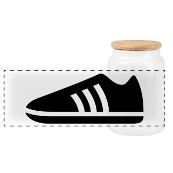 A blue sports shoe - Panoramic Cookie Jar with Wooden Lid - white - Front