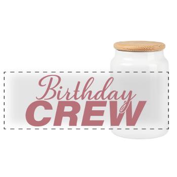 Birthday Crew Matching Gruppe Geburtstagsfeier Outfit - Panorama Keksdose mit Holzdeckel - Weiß - Vorne